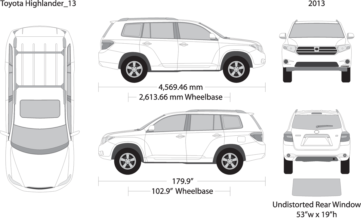 2013 Toyota Highlander V13 Vehicle Wrap Template