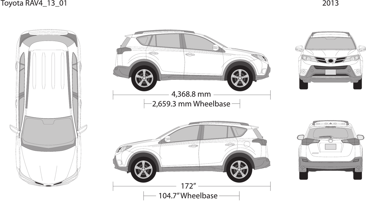 2013 Toyota RAV4 vector wrap template, Design-Ready PDF - GravBase