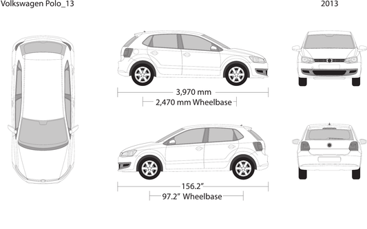 2013 Volkswagen Polo free vector vehicle wrap template - GravBase