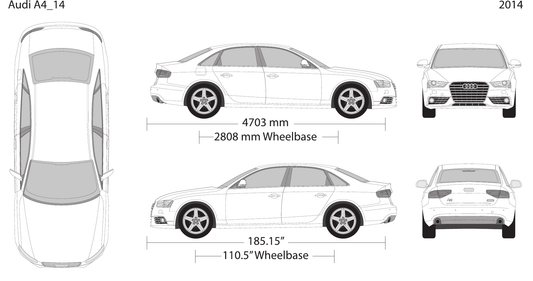 2014 Audi A4 vector wrap template, Design-Ready PDF - GravBase