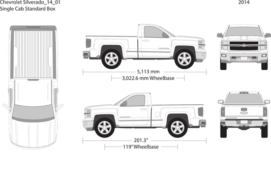2014 Chevy Silverado 1500 Vector Wrap Template - GravBase