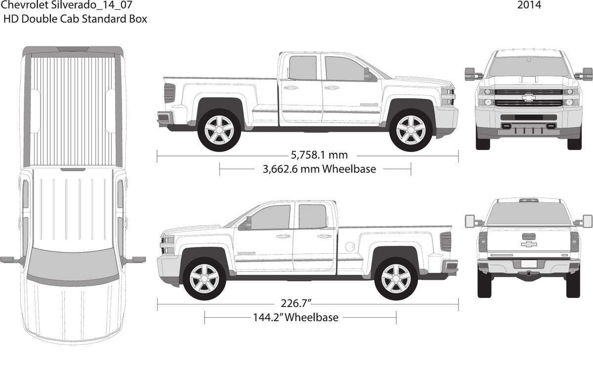 2014 Chevy Silverado 2500-3500 HD Vector Wrap Template - GravBase