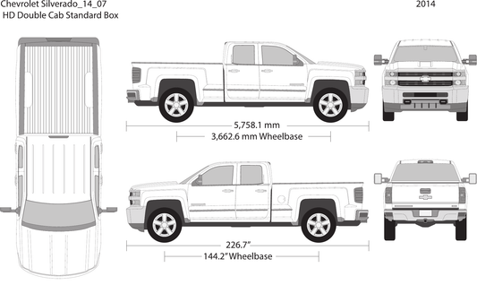 2014 Chevy Silverado 2500-3500 HD Vector Wrap Template - GravBase