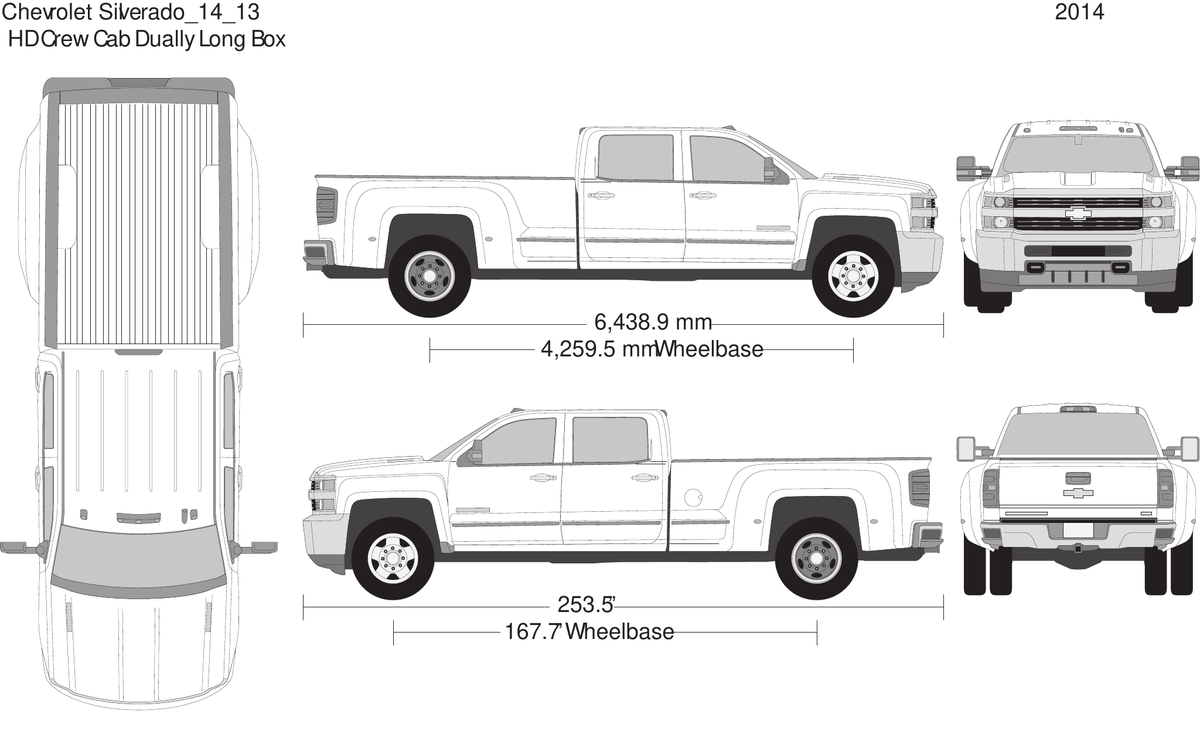 2014 Chevy Silverado 2500-3500 HD Vector Wrap Template - GravBase