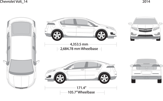 2014 Chevy Volt V14 Vehicle Wrap Template