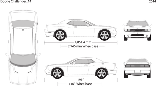 2014 Dodge Challenger vector wrap template, Design-Ready PDF - GravBase