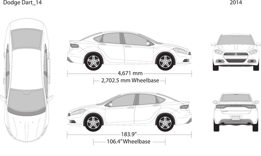 2014 Dodge Dart vector wrap template, Design-Ready PDF - GravBase