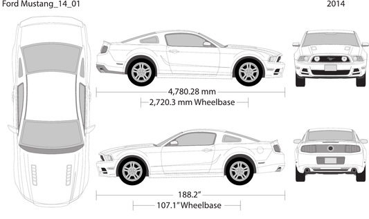 2014 Ford Mustang free vector vehicle wrap template - GravBase