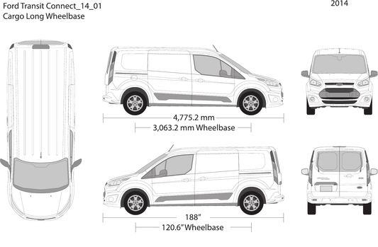 2014 Ford Transit Connect Vector Wrap Template - GravBase