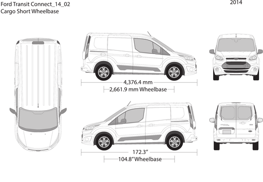2014 Ford Transit Connect Vector Wrap Template - GravBase