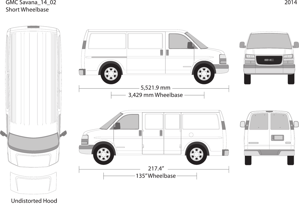 2014 GMC Savana vector wrap template V02, Design-Ready PDF - GravBase
