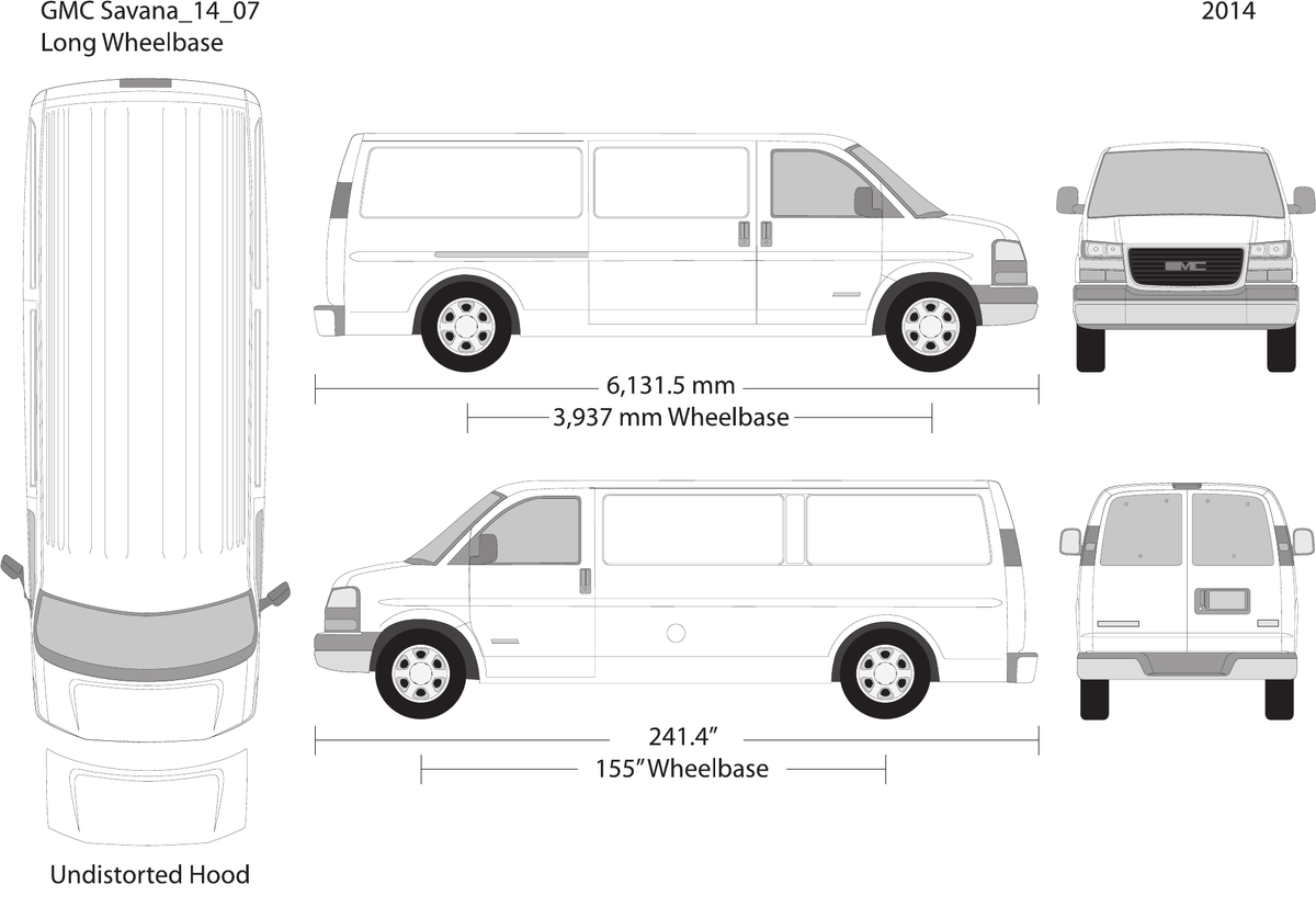 2014 GMC Savana vector wrap template V07, Design-Ready PDF - GravBase