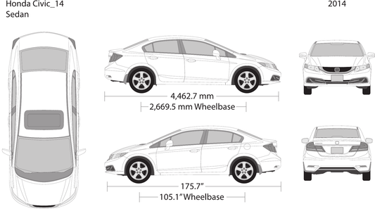 2014 Honda Civic Sedan vector wrap template, Design-Ready PDF - GravBase