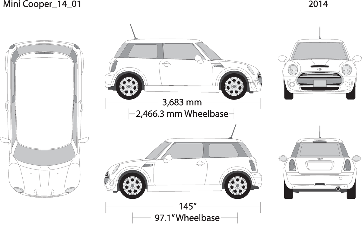 2014 Mini Cooper Mini Hardtop V01 Vehicle Wrap Template