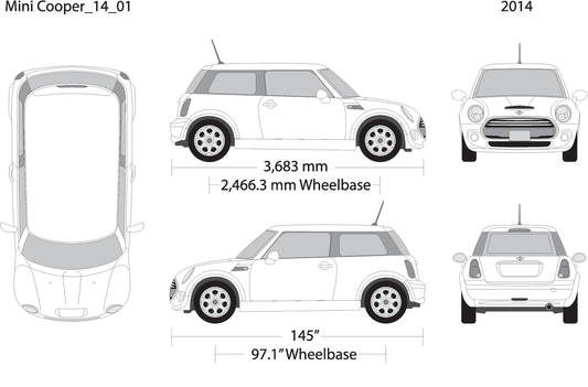 2014 Mini Cooper Mini Hardtop V01 Vehicle Wrap Template