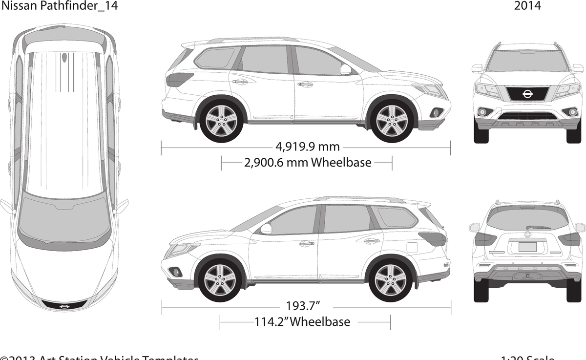 2014 Nissan Pathfinder vector wrap template, Design-Ready PDF - GravBase