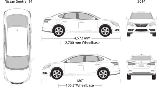 2014 Nissan Sentra Vector Wrap Template - GravBase