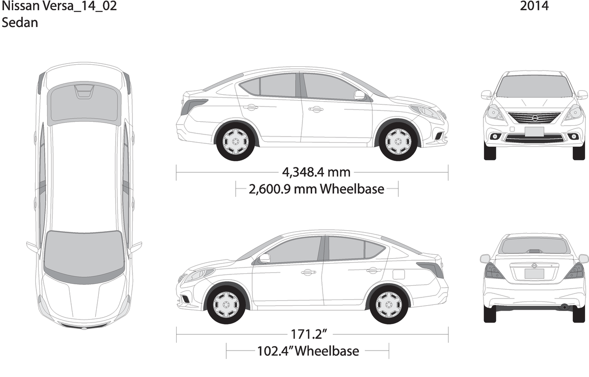 2014 Nissan Versa Sedan V02 Vehicle Wrap Template