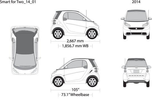 2014 Smart Fortwo V01 Vehicle Wrap Template