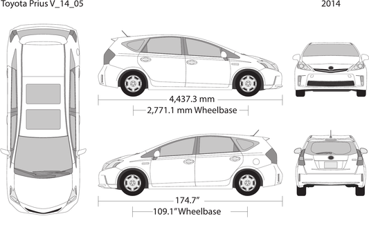 2014 Toyota Prius Vector Wrap Template - GravBase