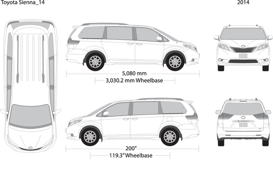 2014 Toyota Sienna V14 Vehicle Wrap Template