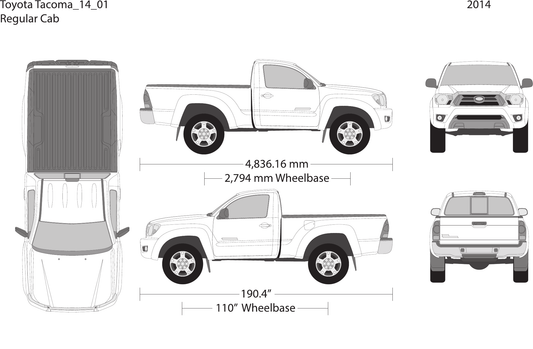 2014 Toyota Tacoma Vector Wrap Template - GravBase