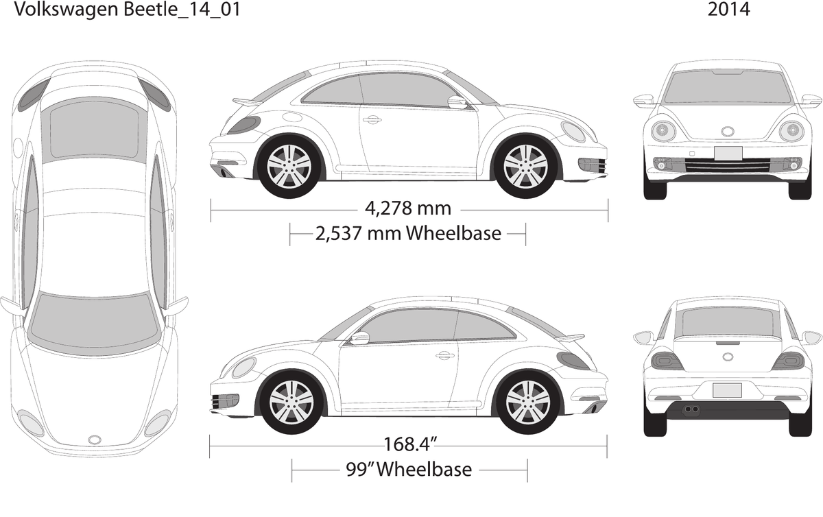 2014 Volkswagen Beetle vector wrap template V01, Design-Ready PDF - GravBase