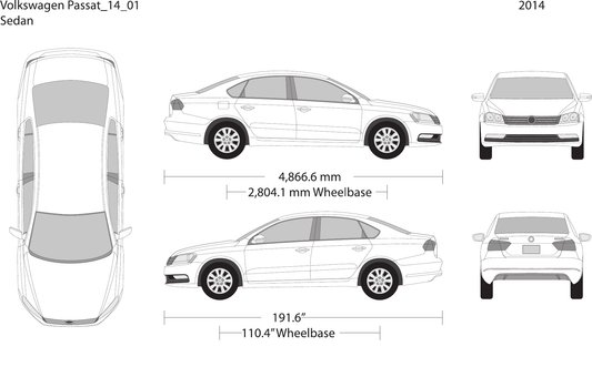 2014 Volkswagen Passat vector wrap template, Design-Ready PDF - GravBase