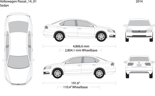 2014 Volkswagen Passat V01 Vehicle Wrap Template