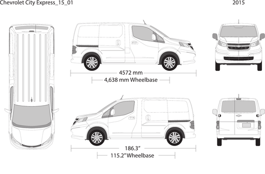 2015 Chevy City Express vector wrap template, Design-Ready PDF - GravBase