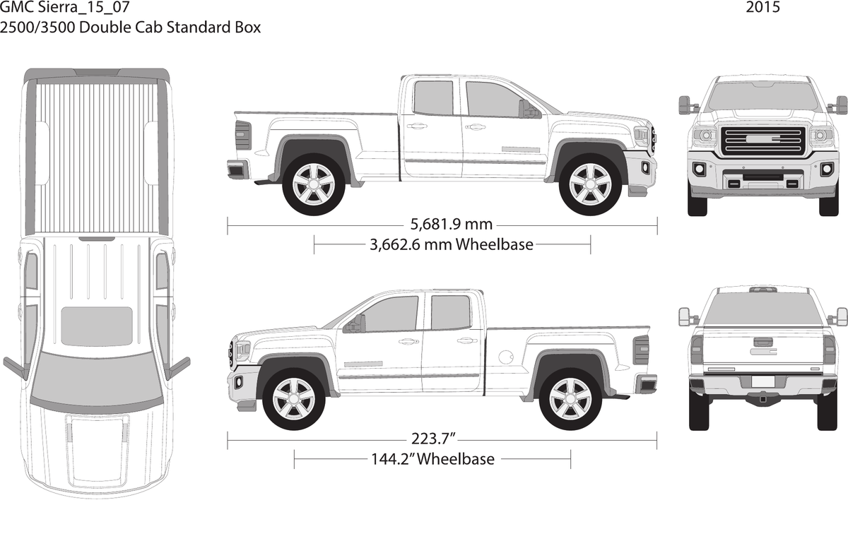 2015 GMC Sierra 2500-3500 HD vector wrap template V07, Design-Ready PDF - GravBase