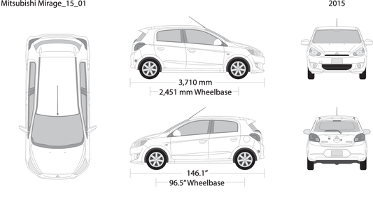 2015 Mitsubishi Mirage V01 Vehicle Wrap Template