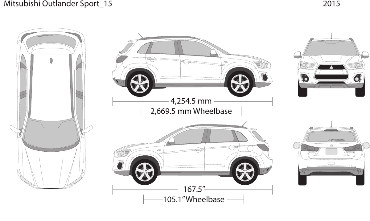 2015 Mitsubishi Outlander Sport vector wrap template, Design-Ready PDF - GravBase