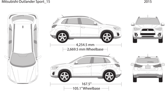 2015 Mitsubishi Outlander Sport vector wrap template, Design-Ready PDF - GravBase