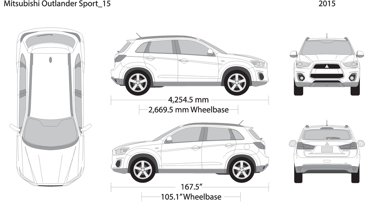 2015 Mitsubishi Outlander Sport V15 Vehicle Wrap Template