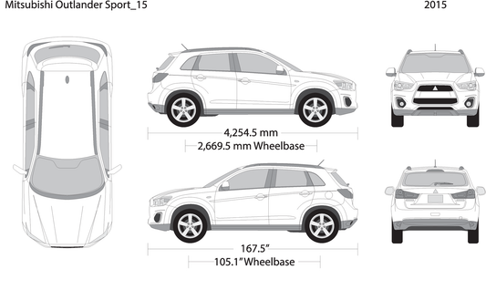 2015 Mitsubishi Outlander Sport V15 Vehicle Wrap Template