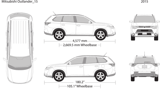 2015 Mitsubishi Outlander vector wrap template, Design-Ready PDF - GravBase