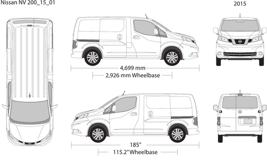 2015 Nissan NV 200 vector wrap template, Design-Ready PDF - GravBase