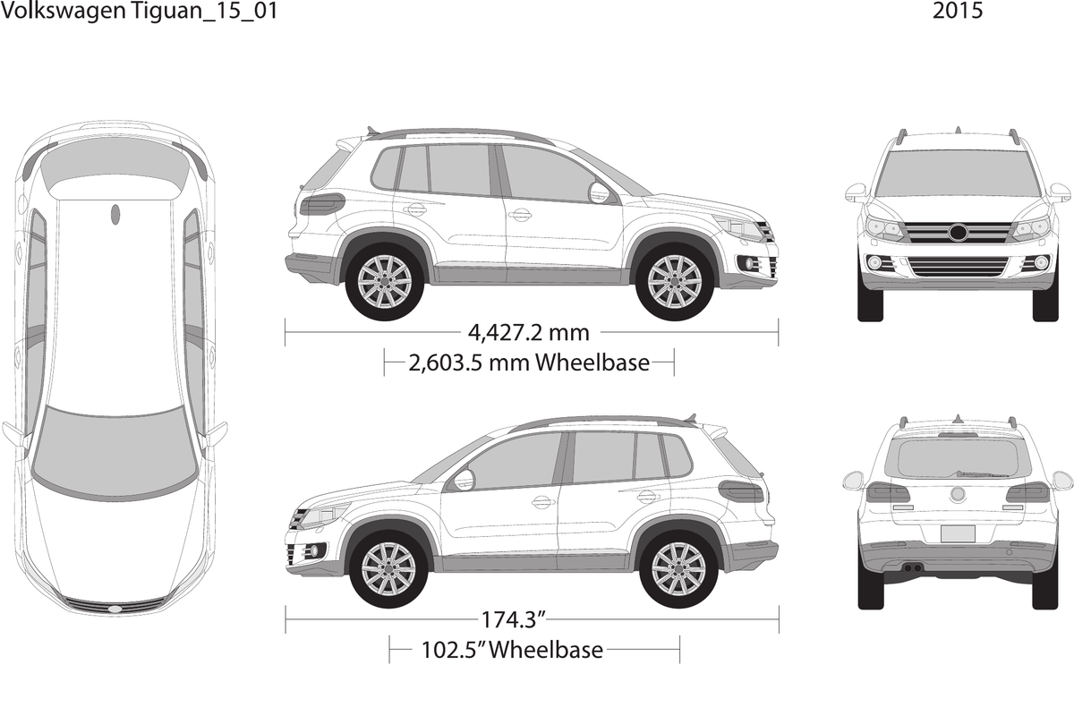 2015 Volkswagen Tiguan vector wrap template, Design-Ready PDF - GravBase