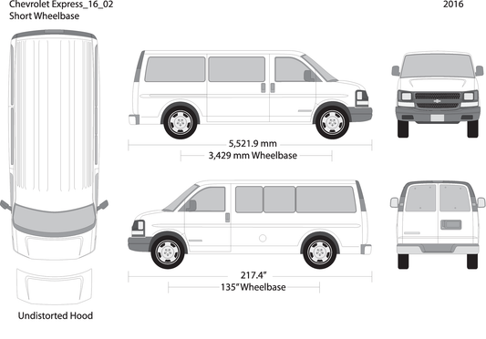 2016 Chevy Express V02 Vehicle Wrap Template