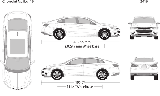 2016 Chevy Malibu Vector Wrap Template - GravBase