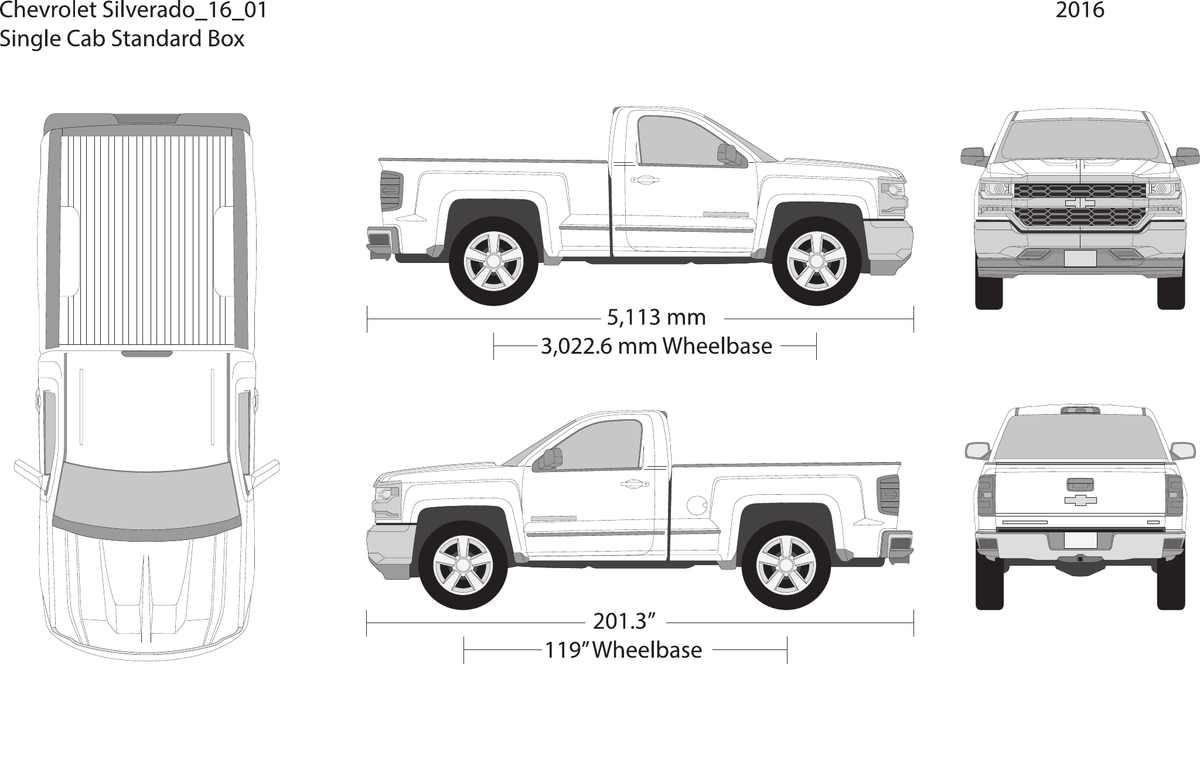 2016 Chevy Silverado 1500 vector wrap template V01, Design-Ready PDF - GravBase