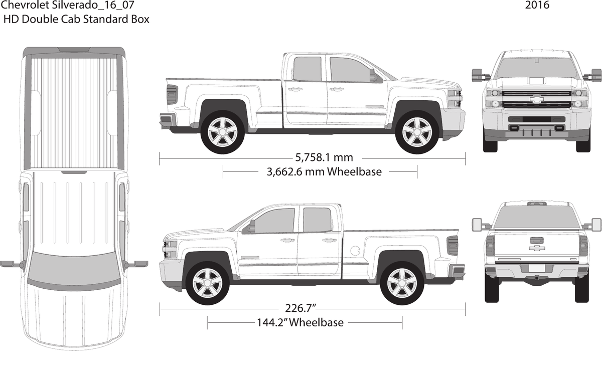 2016 Chevy Silverado 2500-3500 HD vector wrap template V07, Design-Ready PDF - GravBase