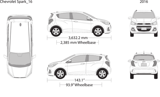 2016 Chevy Spark vector wrap template, Design-Ready PDF - GravBase