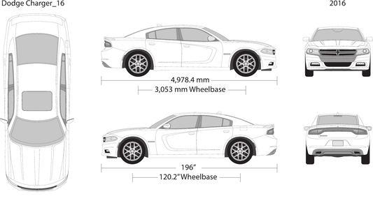 2016 Dodge Charger Vector Wrap Template - GravBase