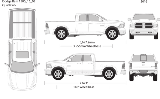 2016 Dodge Ram 1500 vector wrap template V03, Design-Ready PDF - GravBase