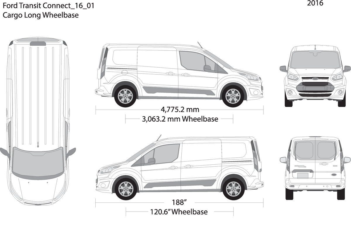 2016 Ford Transit Connect V01 Vehicle Wrap Template