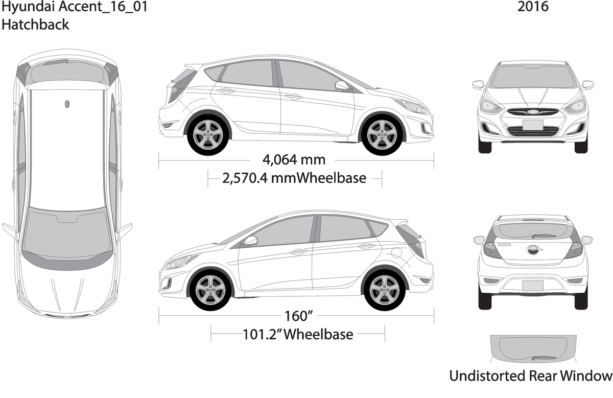 2016 Hyundai Accent Hatchback V01 Vehicle Wrap Template