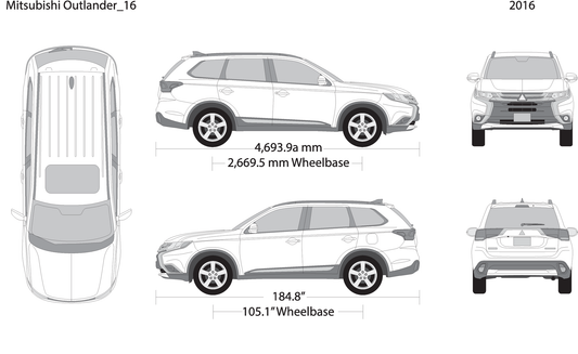 2016 Mitsubishi Outlander V16 Vehicle Wrap Template