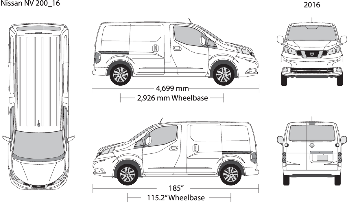 2016 Nissan Nv 200 V01 Vehicle Wrap Template